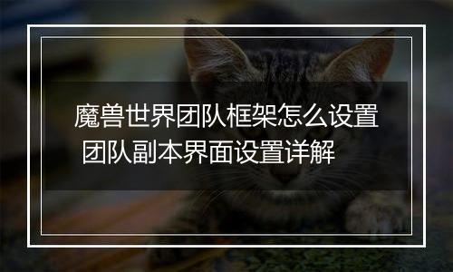 魔兽世界团队框架怎么设置 团队副本界面设置详解