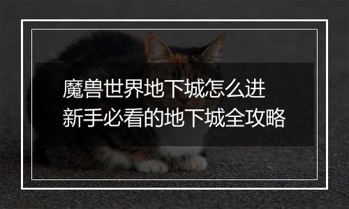 魔兽世界地下城怎么进 新手必看的地下城全攻略