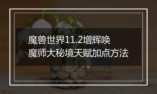 魔兽世界11.2增辉唤魔师大秘境天赋加点方法