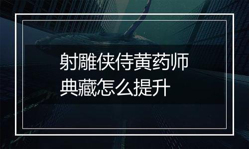 射雕侠侍黄药师典藏怎么提升