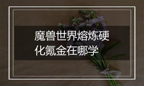 魔兽世界熔炼硬化氪金在哪学