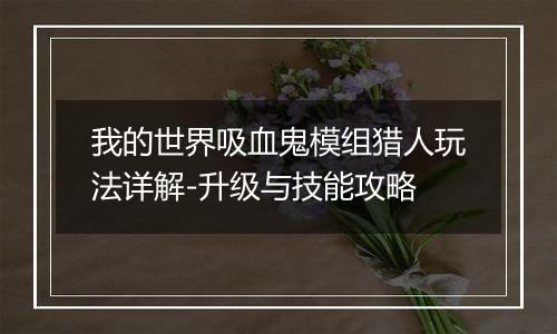 我的世界吸血鬼模组猎人玩法详解-升级与技能攻略