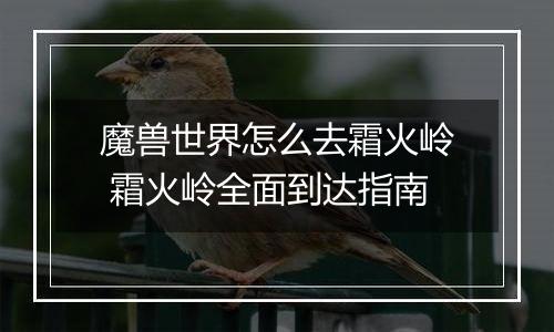 魔兽世界怎么去霜火岭 霜火岭全面到达指南