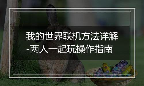 我的世界联机方法详解-两人一起玩操作指南