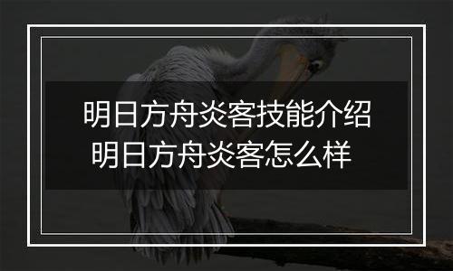 明日方舟炎客技能介绍 明日方舟炎客怎么样