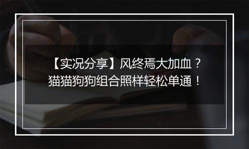 【实况分享】风终焉大加血？猫猫狗狗组合照样轻松单通！