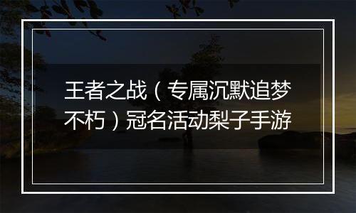 王者之战（专属沉默追梦不朽）冠名活动梨子手游
